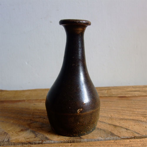 壺屋焼 台付 褐釉瓶 18世紀 徳利 古琉球 琉球美術 古美術 古道具