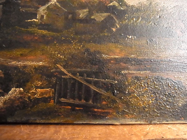 1860年代頃フランス・油絵・板絵・風景画・故郷・w25cm