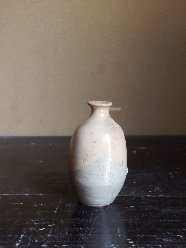 江戸時代末期頃・丹波・白・灰・掛分・徳利・10.5cm | Tokkuri,Tanba,ceramic,cir1860