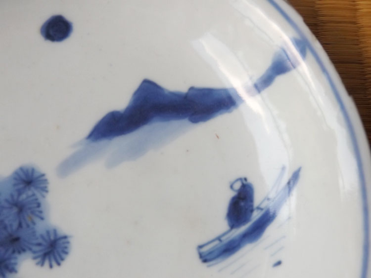 明時代頃中国・白磁・古染付・山水絵・四寸皿 | Sara,China,porcelain 