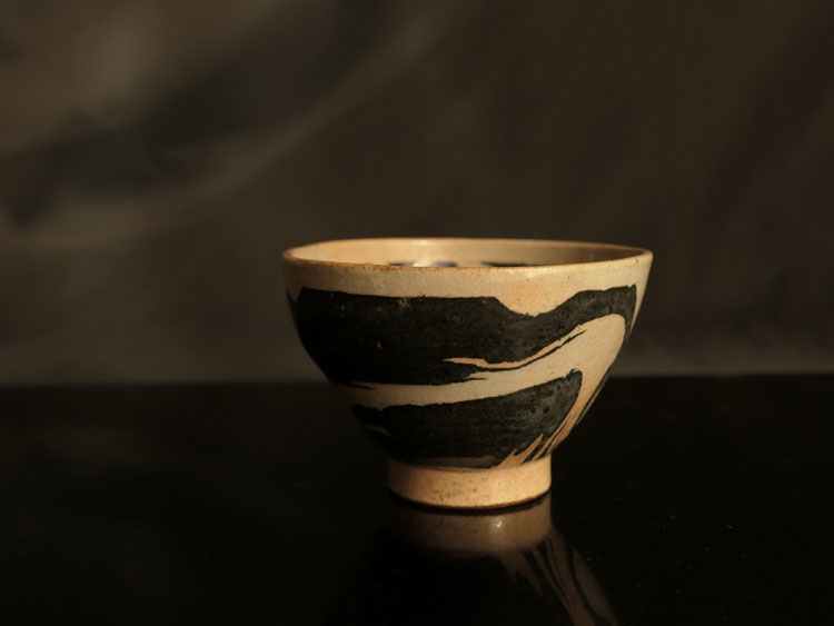 昭和時代頃・丹波・出口直日・花明山窯・かめ山・練上・茶碗 | Chawan,Tanba,ceramic,cir1960