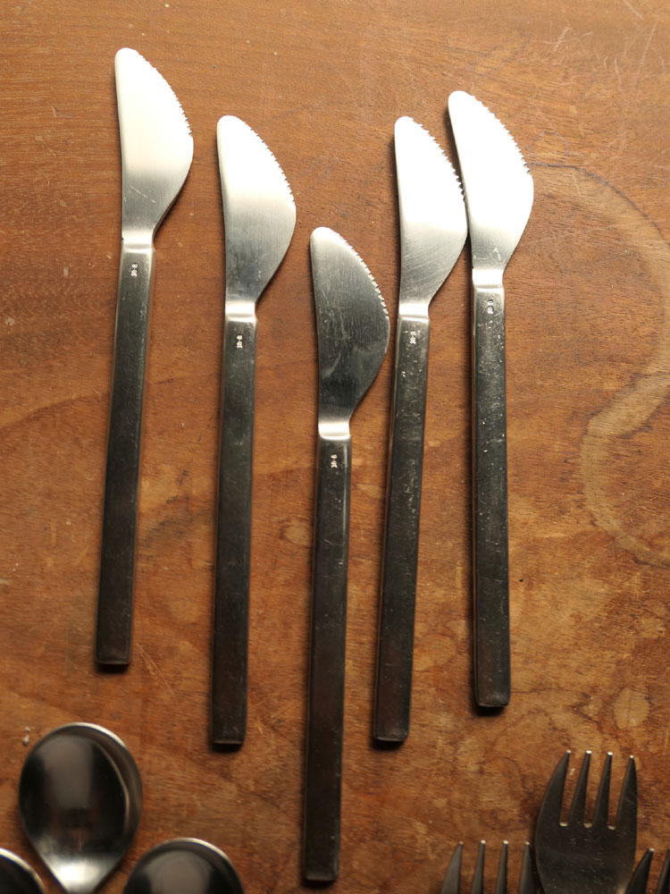 現代作家・剣持勇・ステンレス・カトラリー・ナイフ・フォーク・スプーン・各五本組 |  Cutlery,15set,KenmochiIsamu,stainless,modern