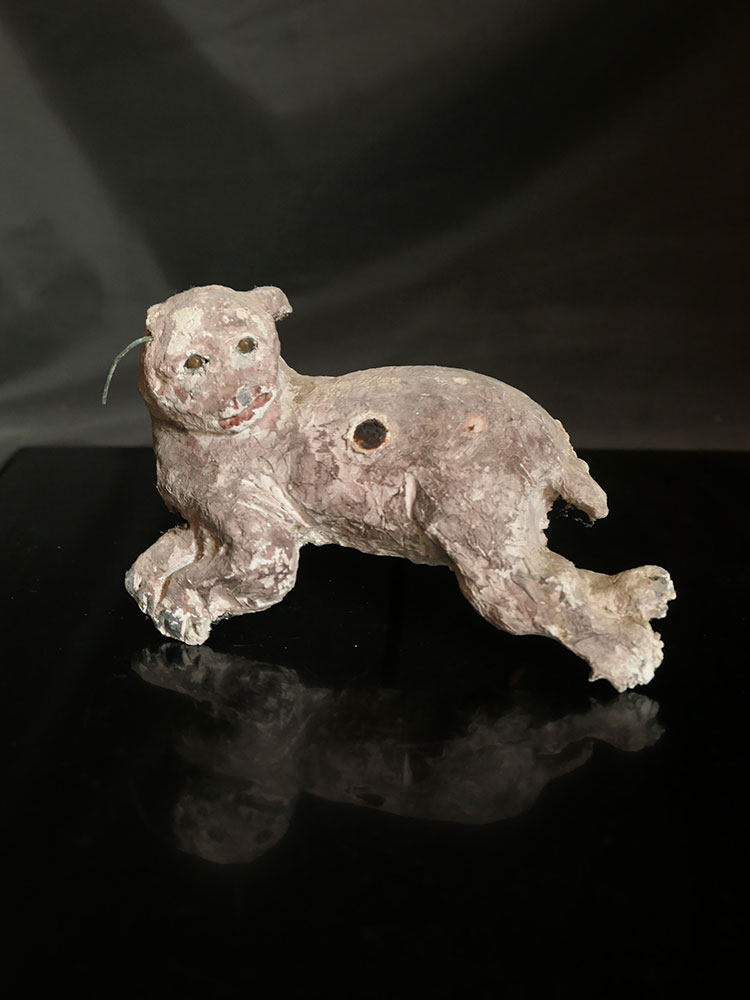 江戸時代後期頃・オブジェ・漆喰・獅子・w13.5cm | Object,Japan 