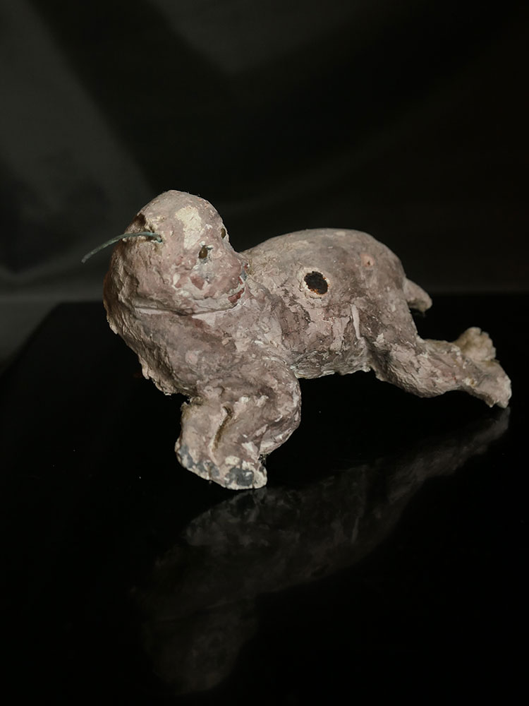 江戸時代後期頃・オブジェ・漆喰・獅子・w13.5cm | Object,Japan 